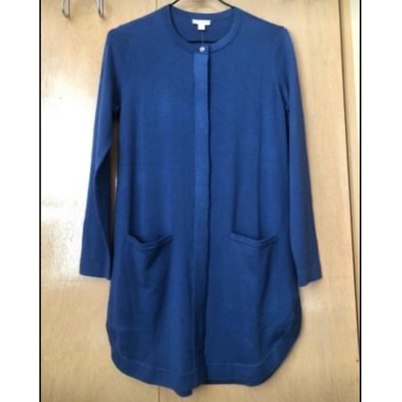 New J. Jill long sweater cardigan blue tunic top wool XS - Picture 2 of 5